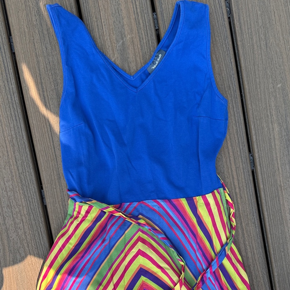 Modcloth Blue and Multicolor Striped Dress